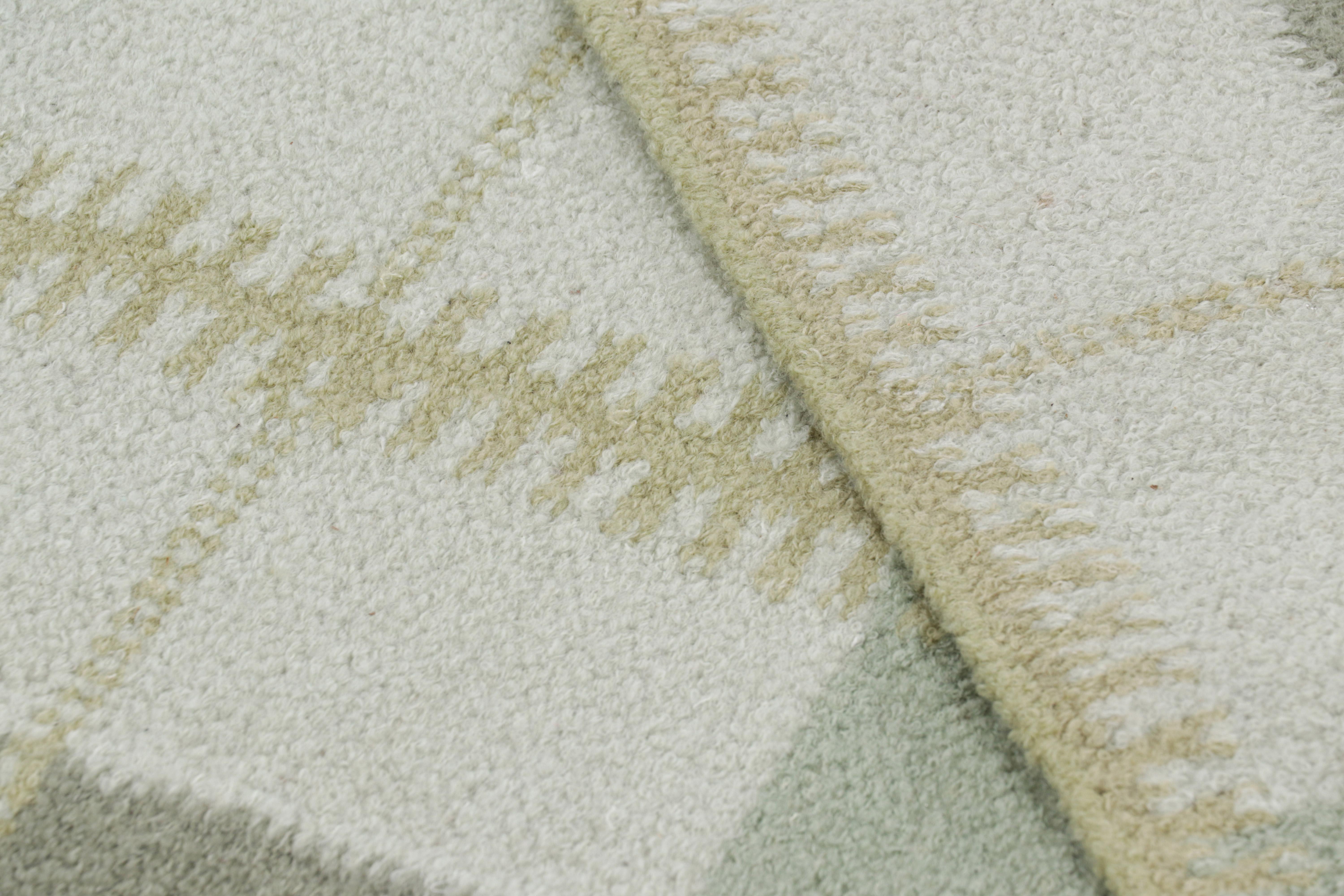 Rug & Kilim's Teppich im skandinavischen Stil in Blautönen mit geometrischen Mustern (Wolle) im Angebot