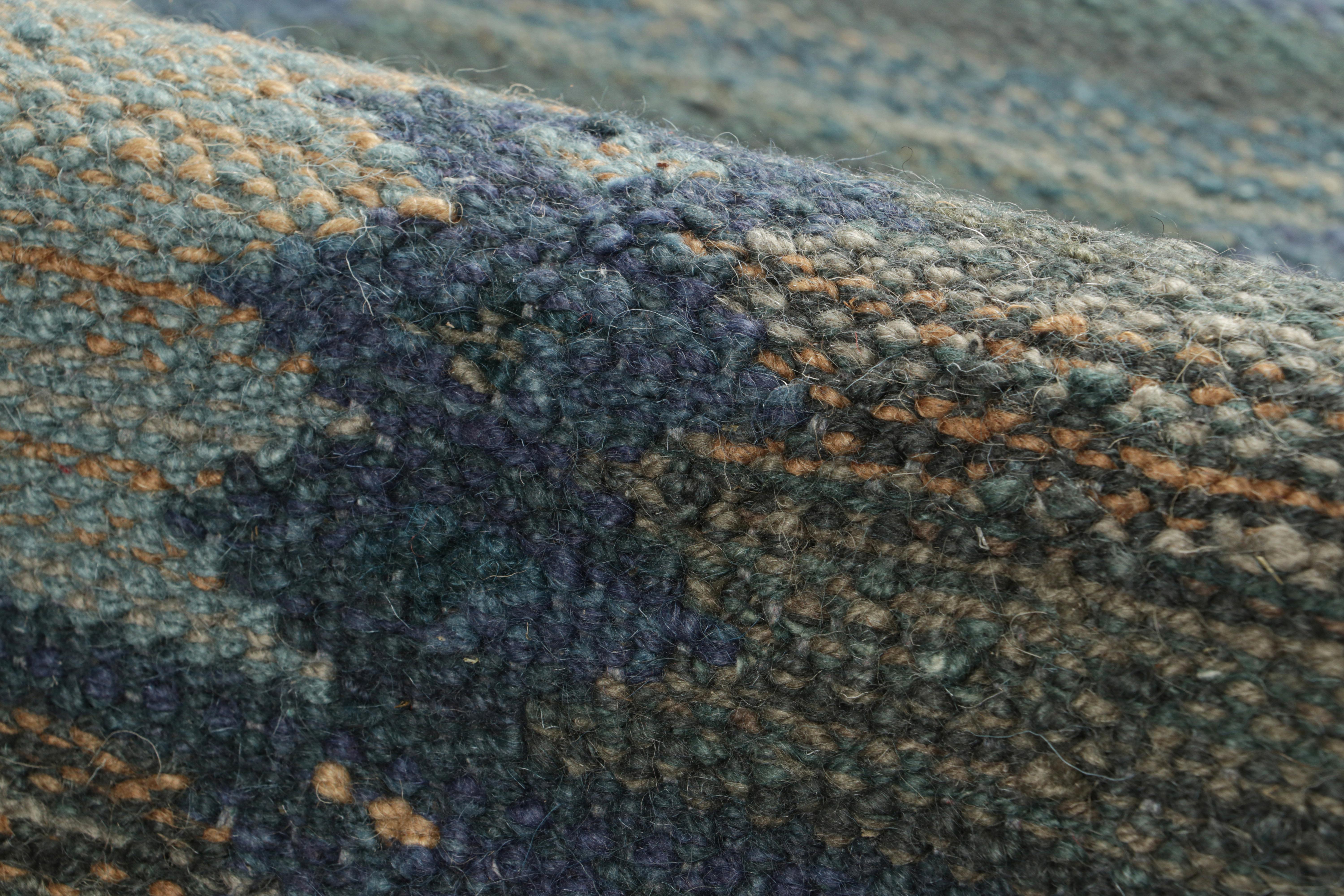 Rug & Kilim's Teppich im skandinavischen Stil in Blautönen mit geometrischen Mustern (Wolle) im Angebot