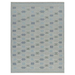 Rug & Kilim’s Scandinavian Style Rug in Blue Tones with Geometric Patterns