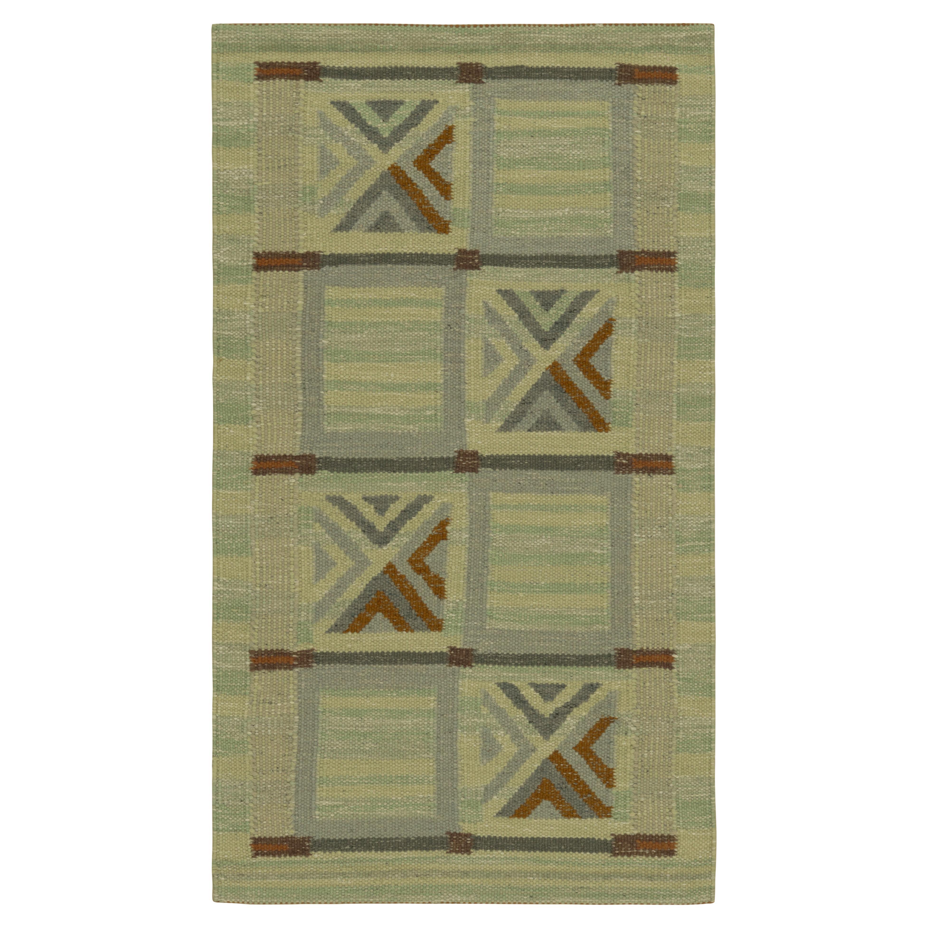 Rug & Kilim’s Scandinavian Style Rug in Blue Tones, with Geometric Patterns For Sale
