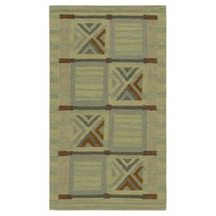 Rug & Kilim’s Scandinavian Style Rug in Blue Tones, with Geometric Patterns
