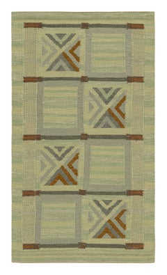 Rug & Kilim’s Scandinavian Style Rug in Blue Tones, with Geometric Patterns