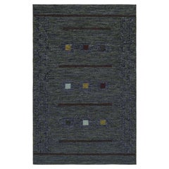 Rug & Kilim's Teppich im skandinavischen Stil in Blautönen mit geometrischen Mustern