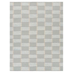 Rug & Kilim’s Scandinavian Style Rug in Blue Tones with Geometric Patterns