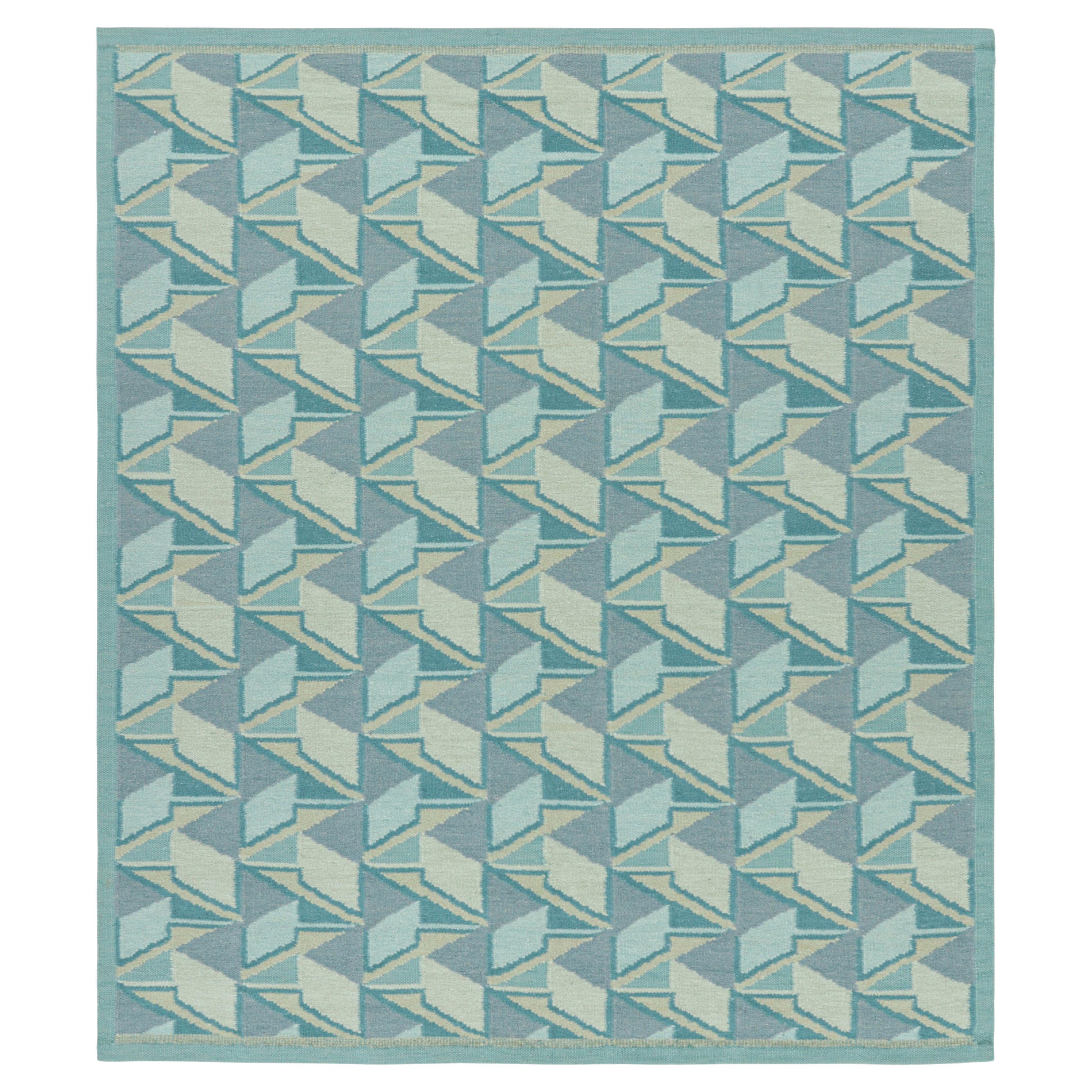 Rug & Kilim: tappeto in stile scandinavo nei toni del blu con motivi geometrici