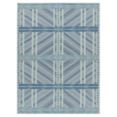 Rug & Kilim’s Scandinavian Style Rug in Blue Tones with Geometric Patterns
