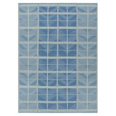Rug & Kilim’s Scandinavian Style Rug in Blue Tones with Geometric Patterns