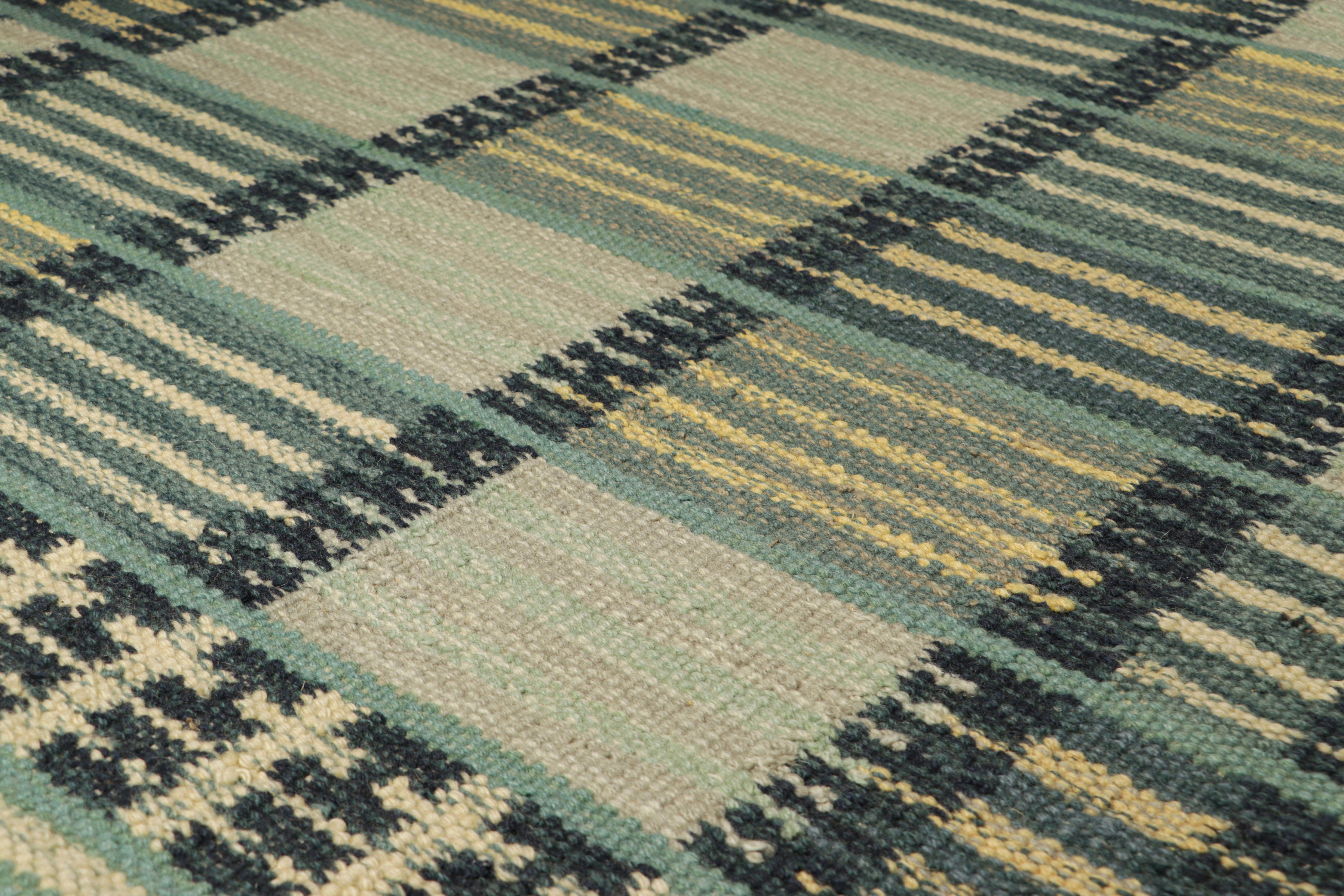 Dieser Akzentteppich im schwedischen Stil (4x6) gehört zu einer aufregenden neuen Kollektion von Stücken in Geschenkgröße und ist eine kühne neue Ergänzung der Scandinavian Collection'S von Rug & Kilim. Das handgewebte Flachgewebe aus Wolle mit