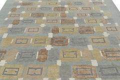 Rug & Kilim's Scandinavian Style Rug in Blue with Beige-Brown Geometric Patterns (tapis de style scandinave en bleu avec des motifs géométriques beige et marron)