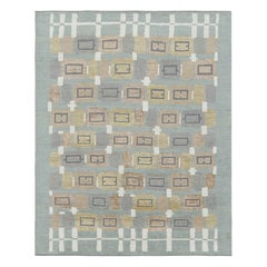 Rug
Kilim
s Teppich im skandinavischen Stil in Blau mit beige-braunen geometrischen Mustern
