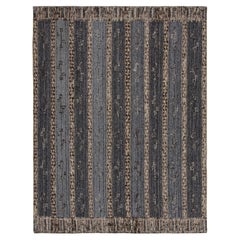 Rug 
Kilim
s Teppich im skandinavischen Stil in Blau mit beige-braunen Streifen