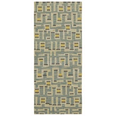 Tappeto in stile scandinavo Rug & Kilim in blu con motivo geometrico beige e oro