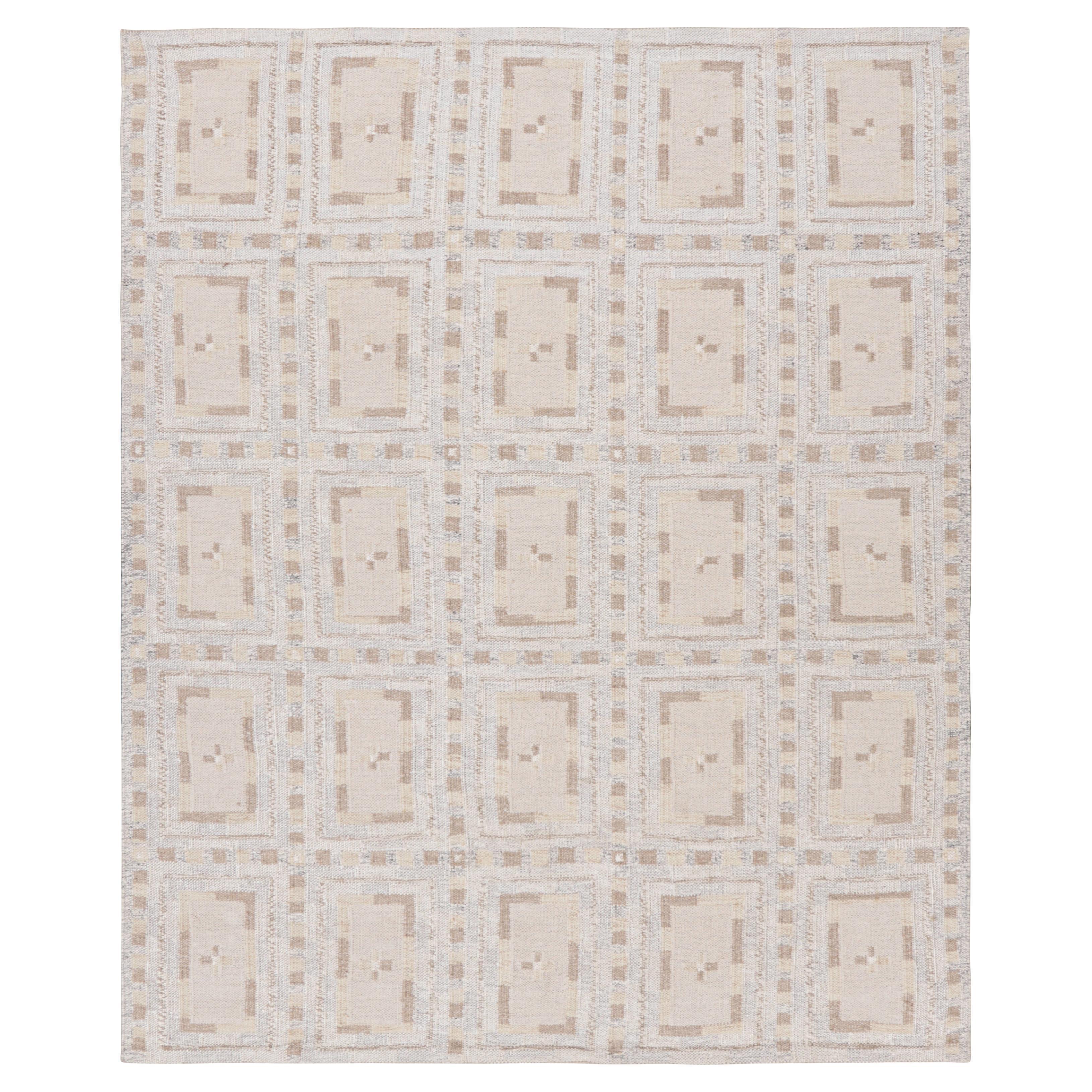 Rug & Kilim’s Scandinavian Style Rug in Blue with Colorful Geometric Patterns