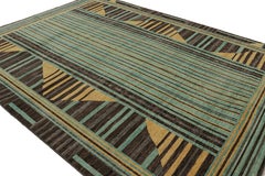 Rug & Kilim's Teppich im skandinavischen Stil in Blau mit geometrischen Mustern