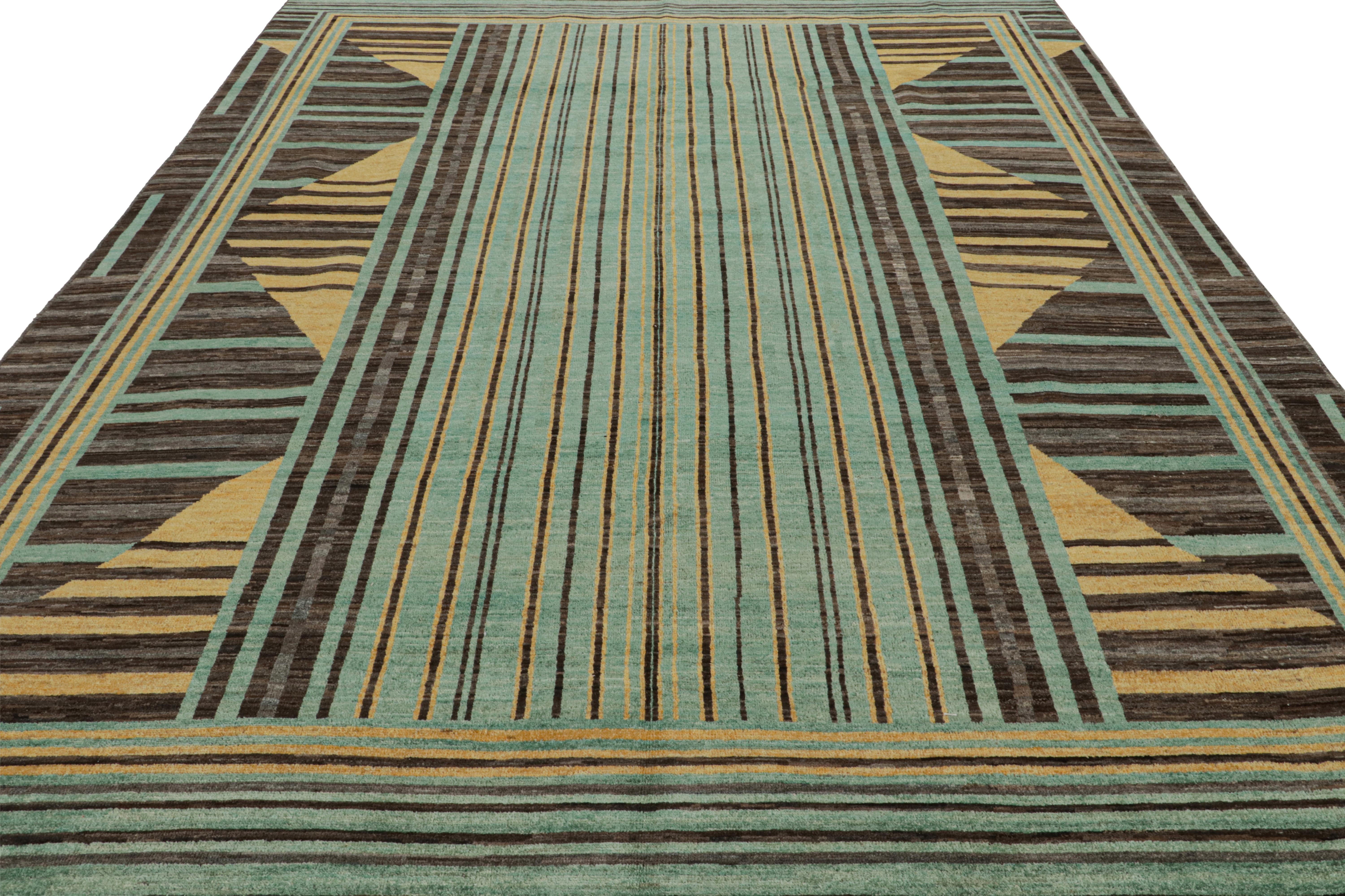 Modern Rug & Kilim’s Scandinavian Style Rug in Blue, with Geometric Patterns For Sale