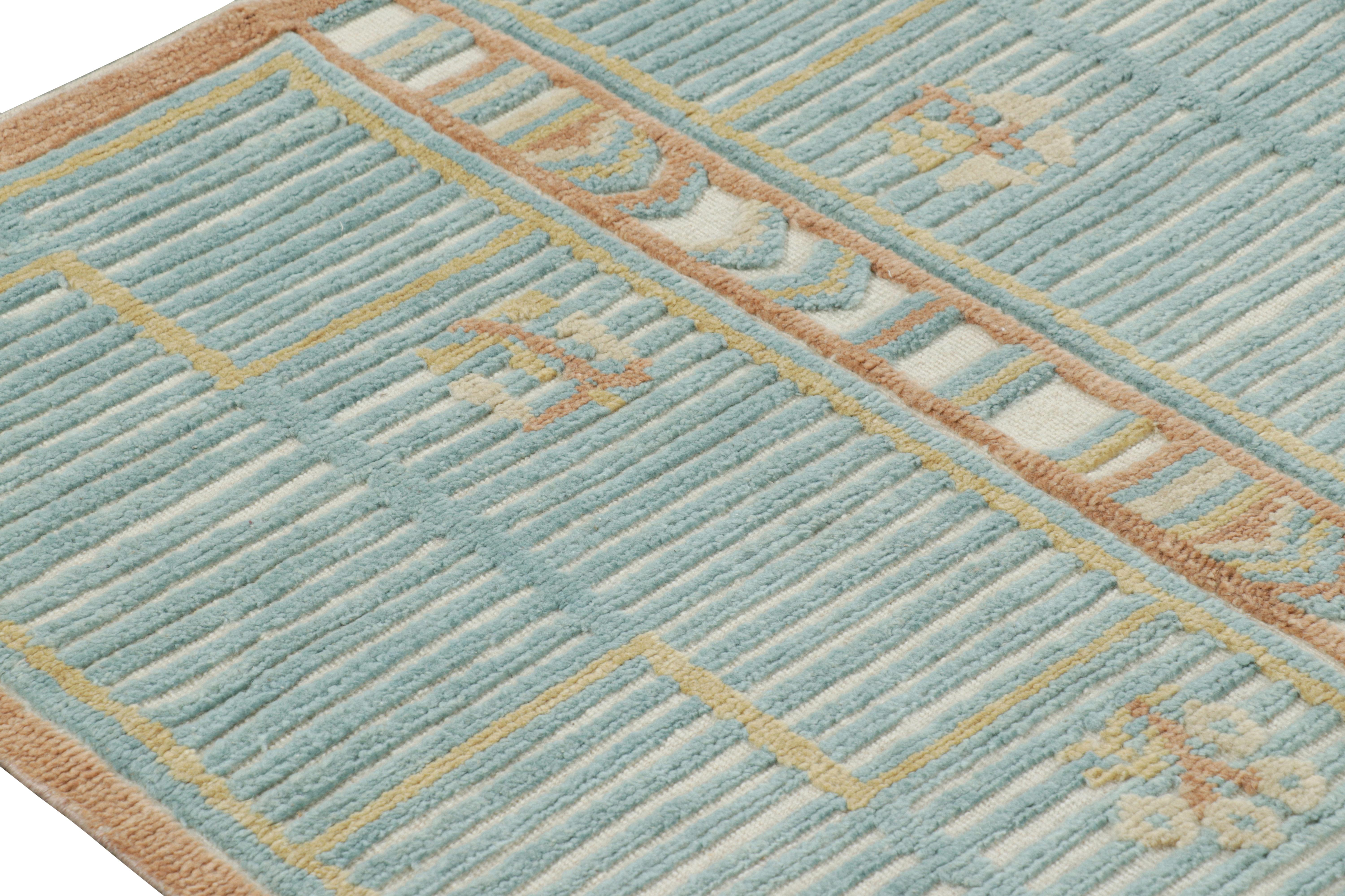 Rug & Kilim's Teppich im skandinavischen Stil in Blau mit geometrischen Mustern (Moderne) im Angebot