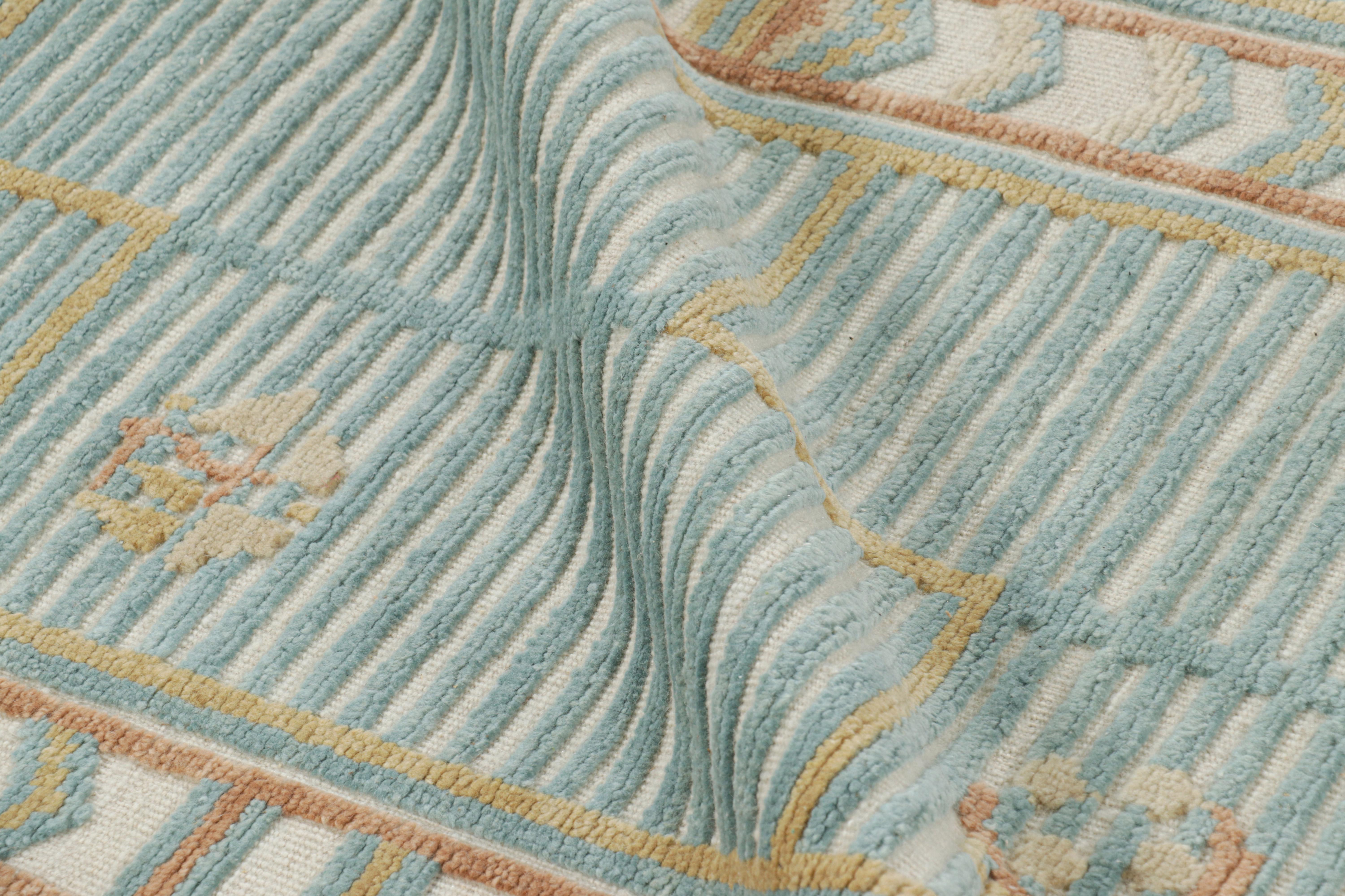 Rug & Kilim's Teppich im skandinavischen Stil in Blau mit geometrischen Mustern (Moderne) im Angebot