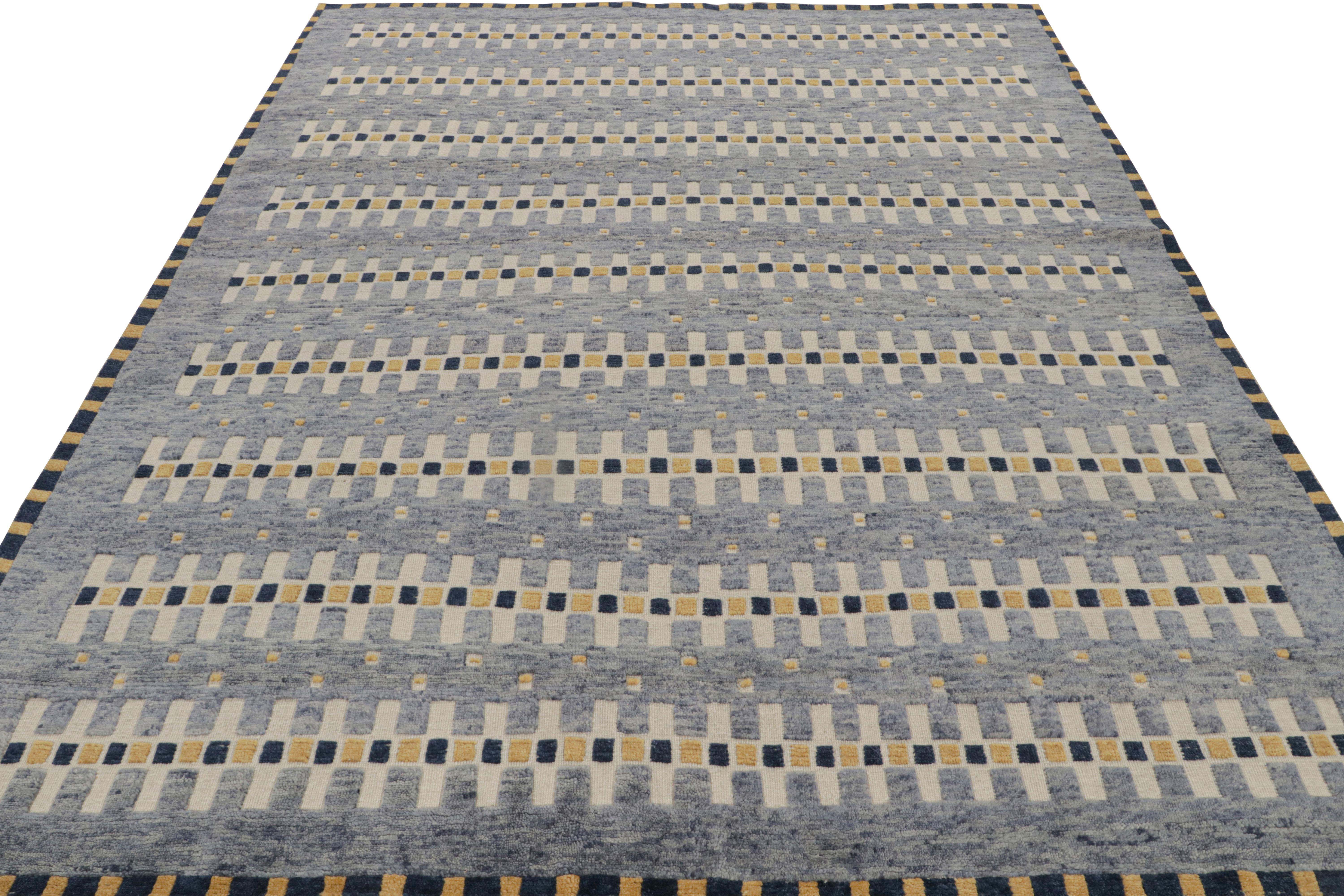 Scandinave moderne Tapis de style scandinave bleu à motifs géométriques de Rug & Kilim en vente