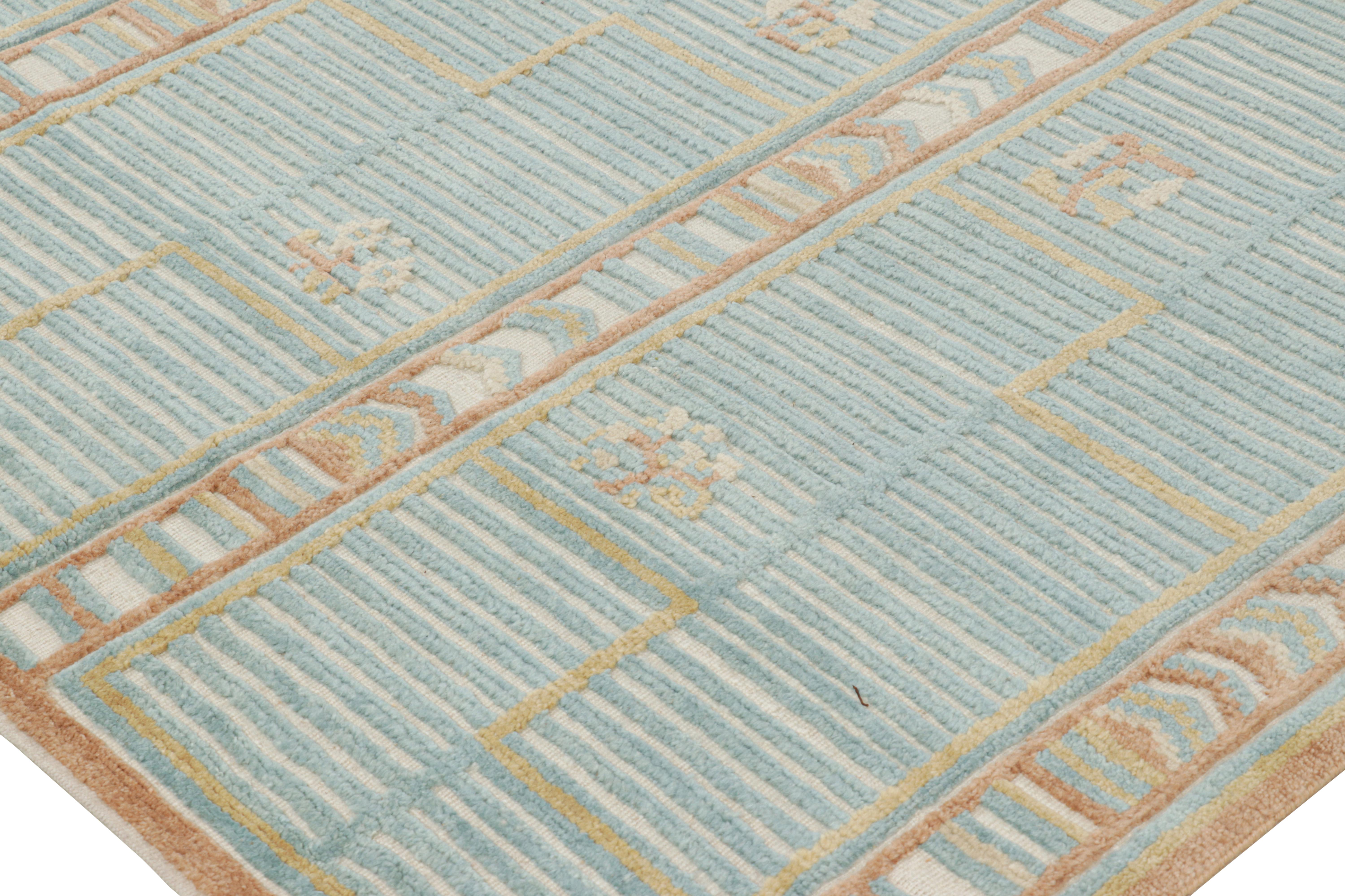 Rug & Kilim's Teppich im skandinavischen Stil in Blau mit geometrischen Mustern im Zustand „Neu“ im Angebot in Long Island City, NY