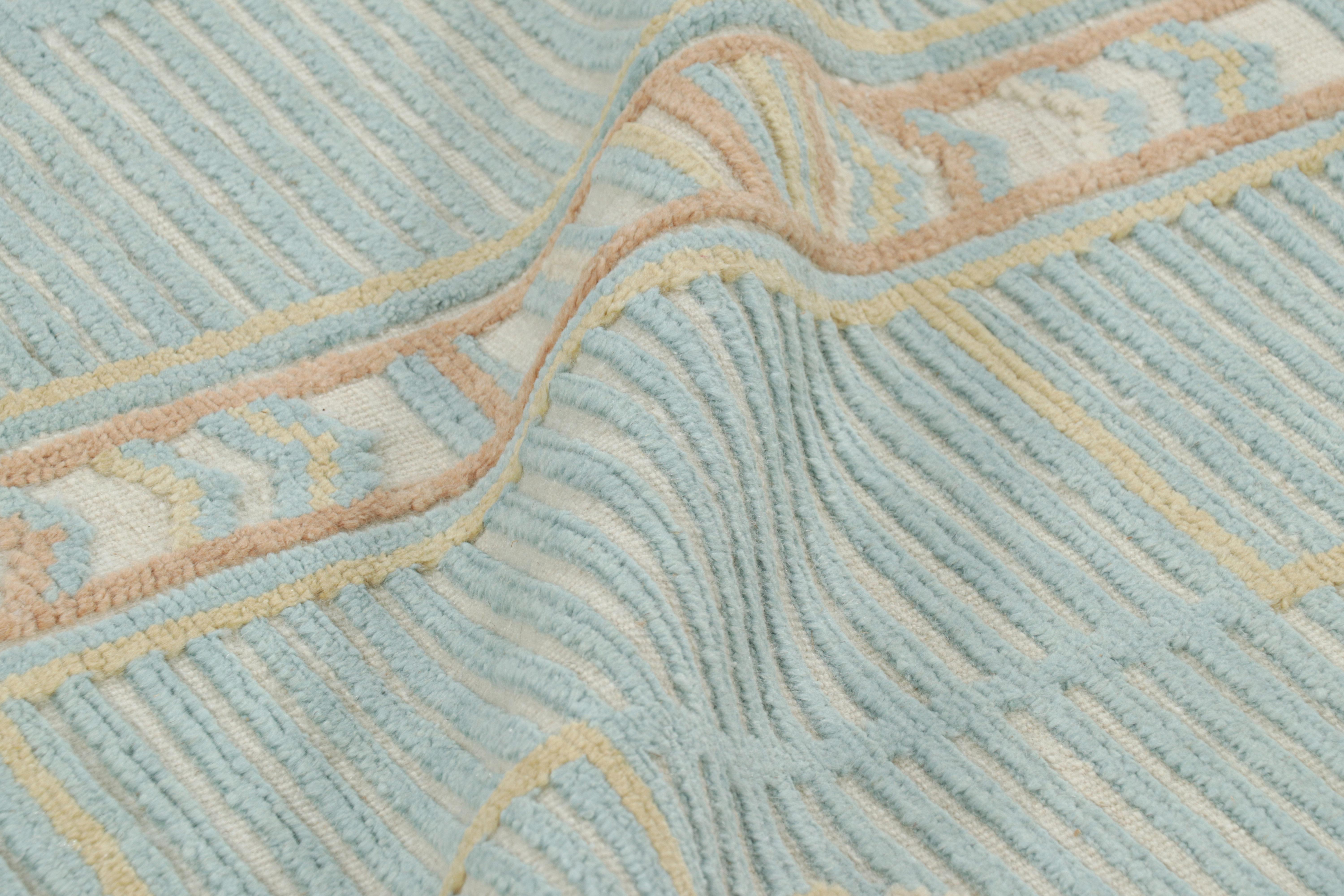 Rug & Kilim's Teppich im skandinavischen Stil in Blau mit geometrischen Mustern (21. Jahrhundert und zeitgenössisch) im Angebot