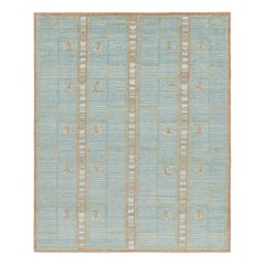 Rug & Kilim’s Scandinavian Style Rug in Blue with Geometric Patterns