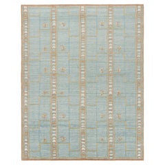 Rug & Kilim’s Scandinavian Style Rug in Blue with Geometric Patterns