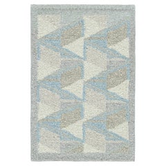 Rug & Kilim - Tappeto in stile scandinavo in blu con motivi geometrici