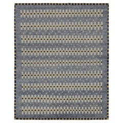Rug & Kilim - Tappeto in stile scandinavo in blu con motivi geometrici
