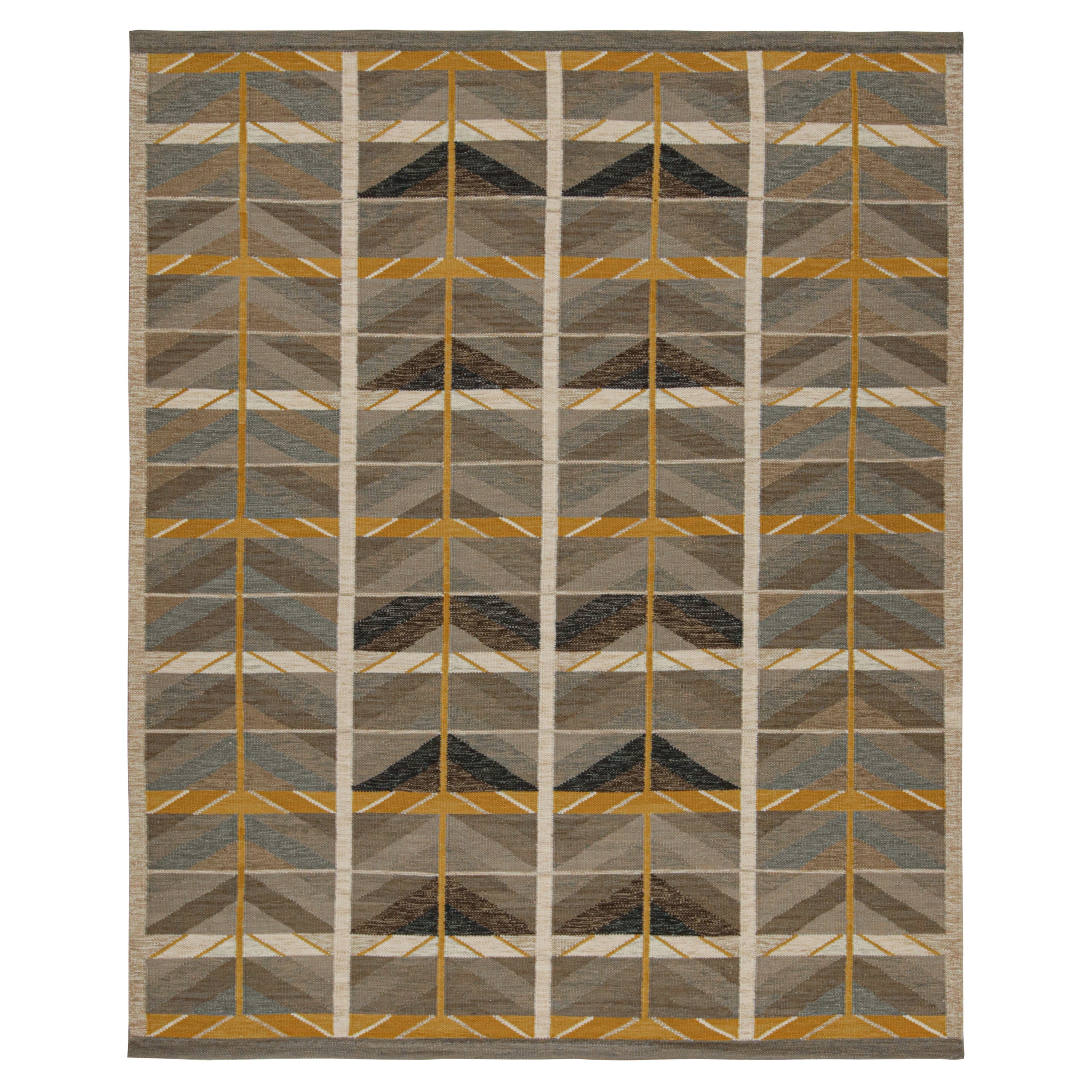 Tappeto in stile scandinavo Rug & Kilim con motivi marroni, blu e oro