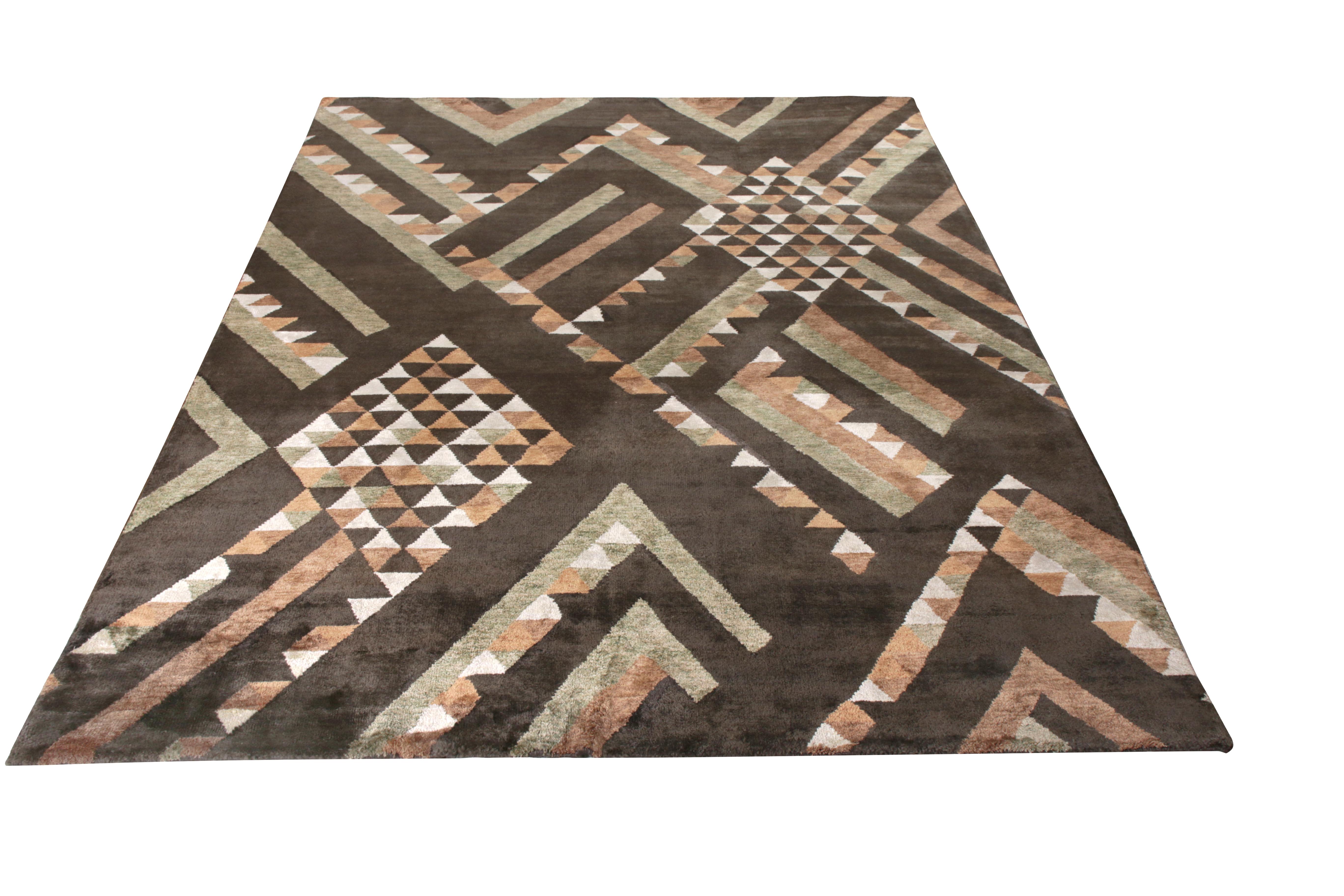 A unique 6 x 9 addition to the pile selections in Rug & Kilim’s award-winning Scandinavian collection, a celebration of Swedish modernism with new large scale geometry and exciting vintage colorways like that of their mid-century inspirations.