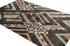 Rug & Kilim’s Scandinavian Style Rug in Brown Geometric Pattern