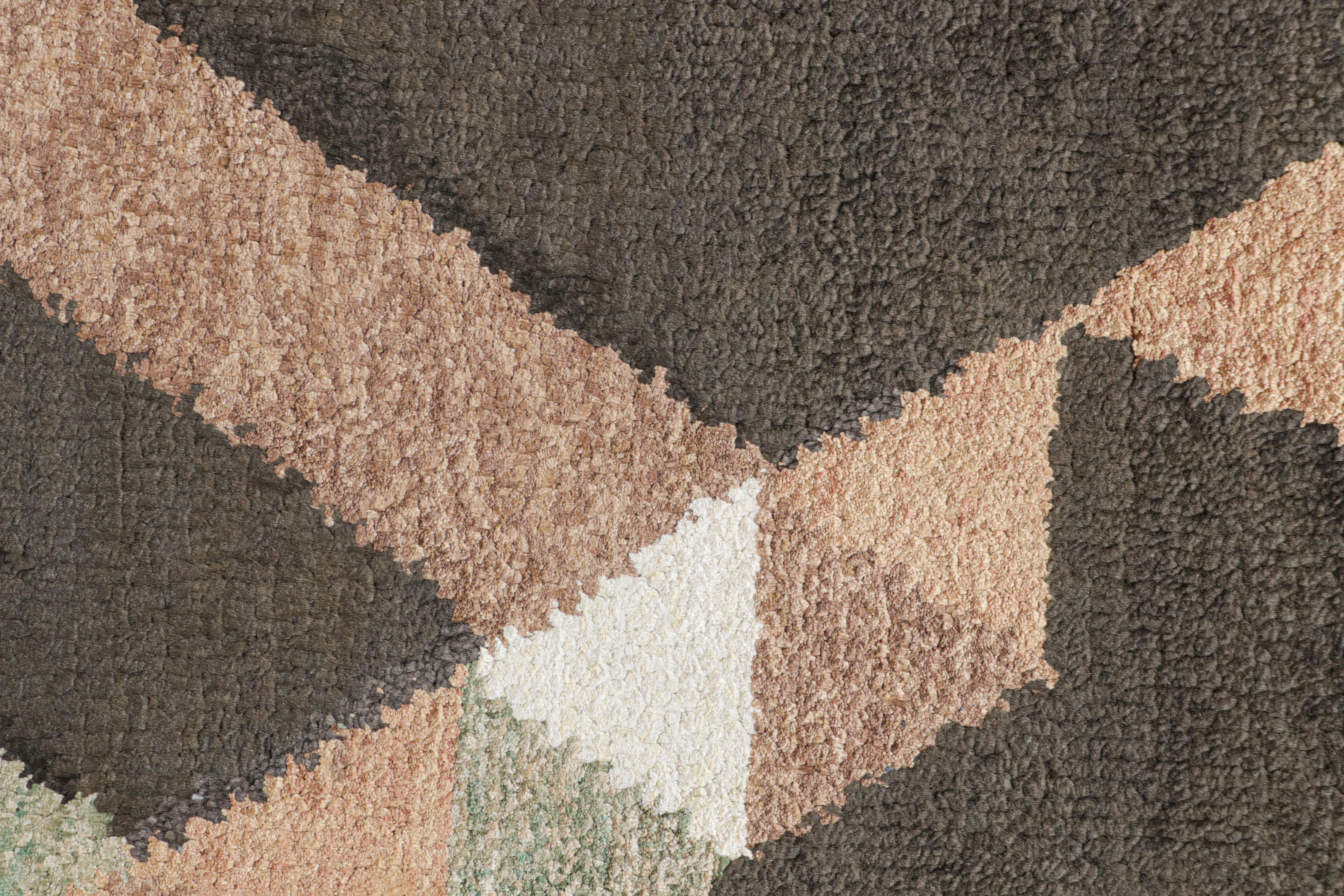 XXIe siècle et contemporain Rug & Kilim's Scandinavian Style Rug in Brown Geometric Pattern (tapis de style scandinave à motifs géométriques) en vente