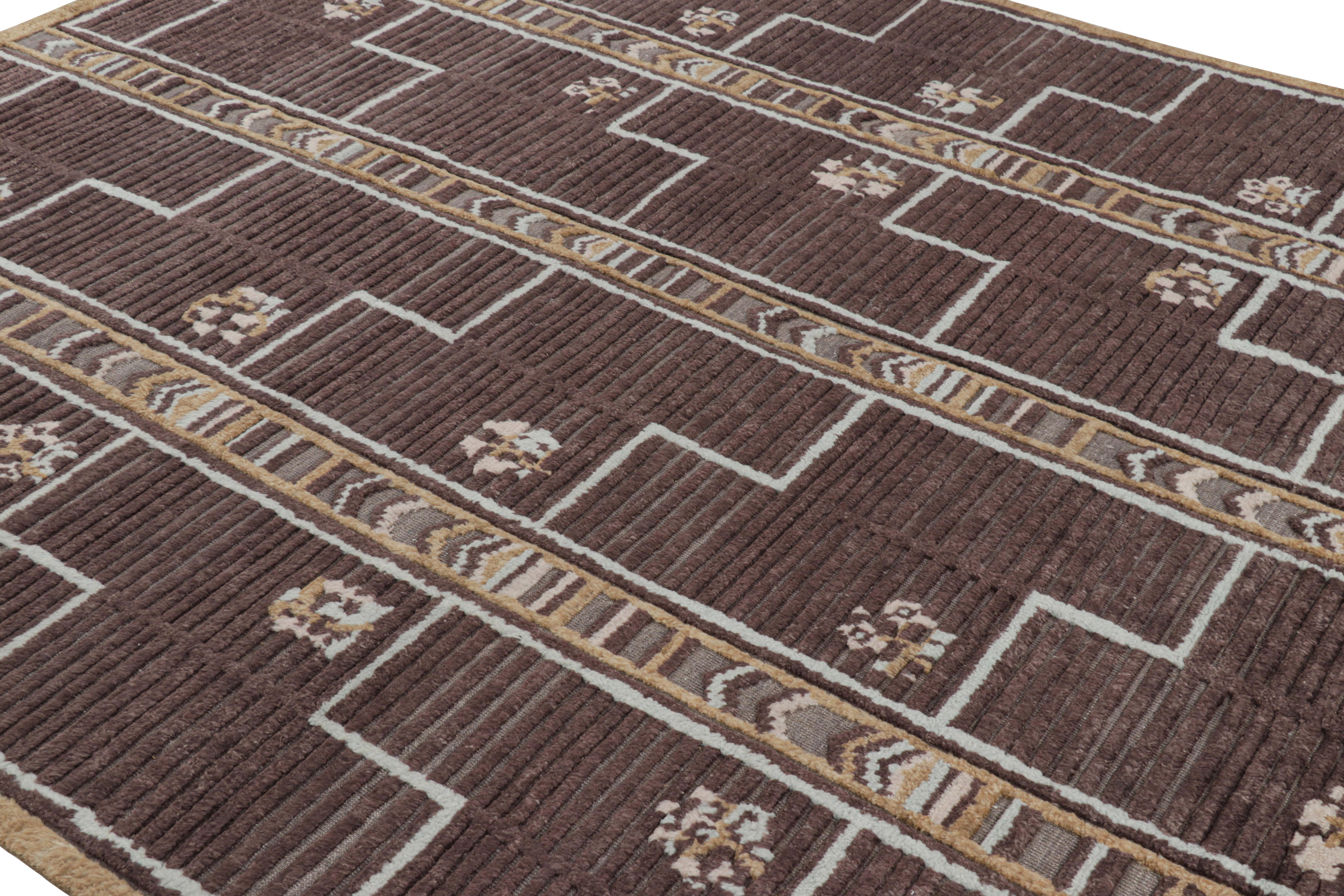 Hand-knotted in wool, this 8x10 Swedish rug from our “High” texture named for its high-and-low approach to Swedish patterns features geometric patterns inspired by Swedish Deco sensibilities of the mid-20th century.  

On the Design: 

Keen eyes
