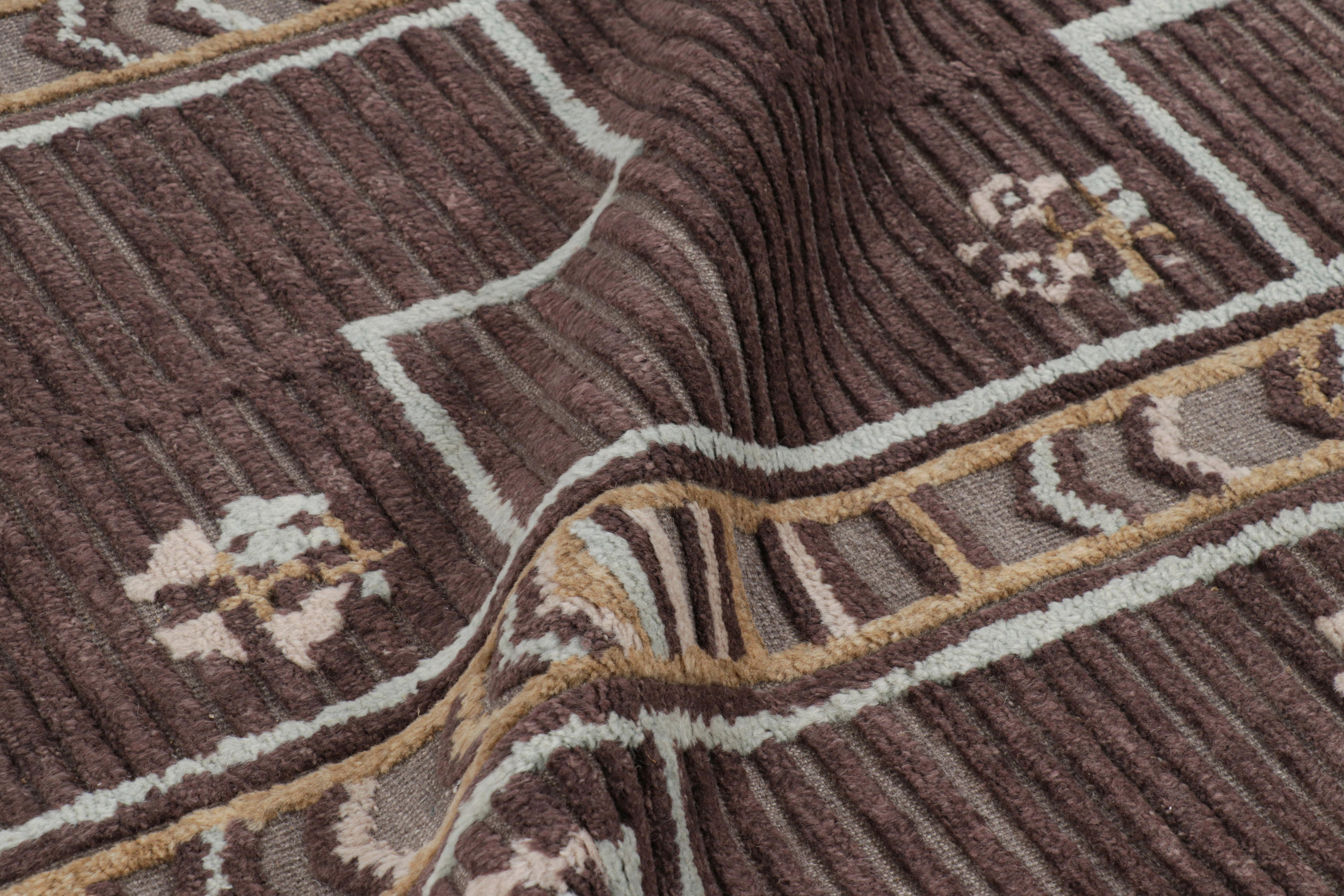 Modern Rug & Kilim’s Scandinavian Style Rug in Brown Geometric Patterns For Sale