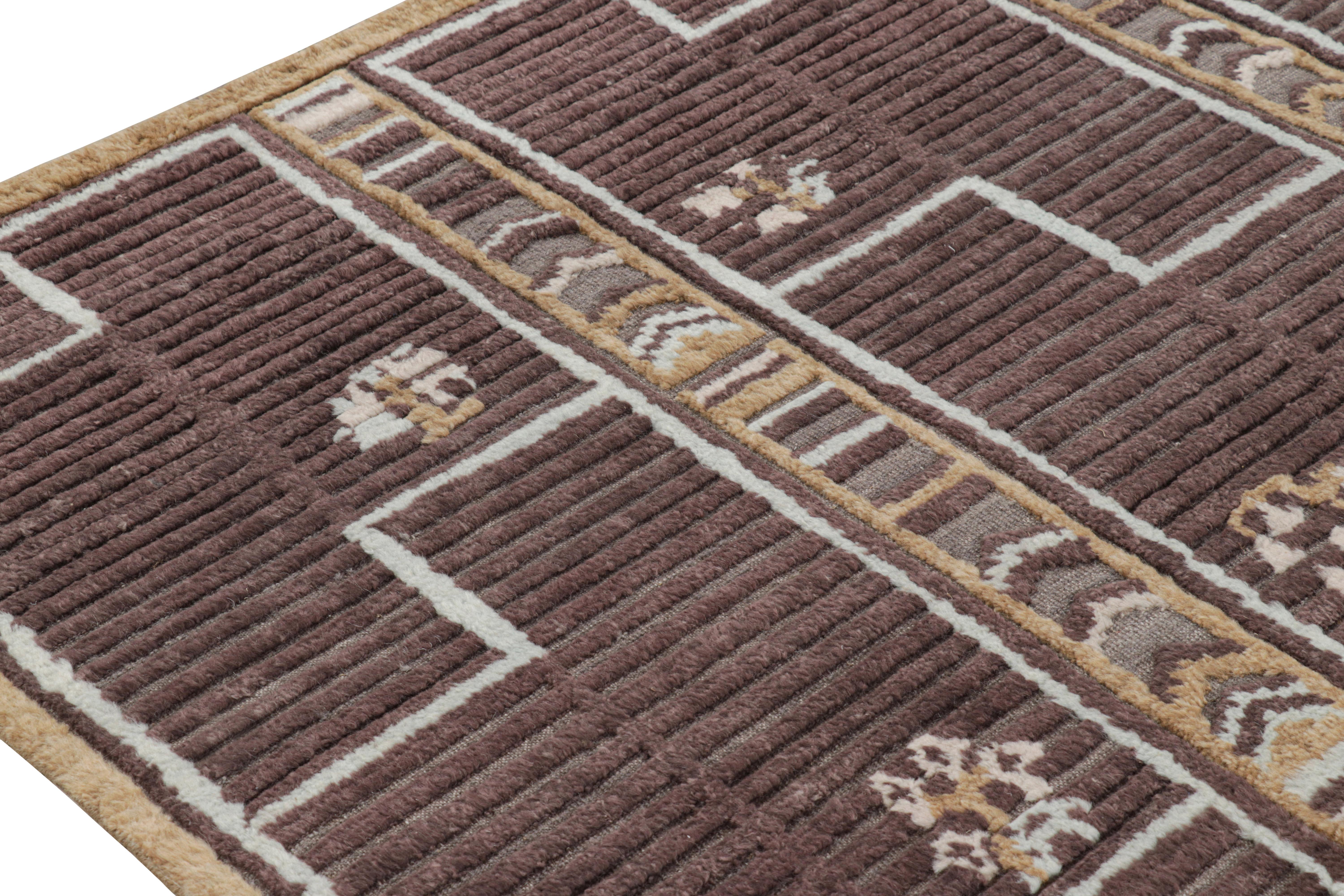 Rug & Kilim’s Scandinavian Style Rug in Brown Geometric Patterns In New Condition For Sale In Long Island City, NY