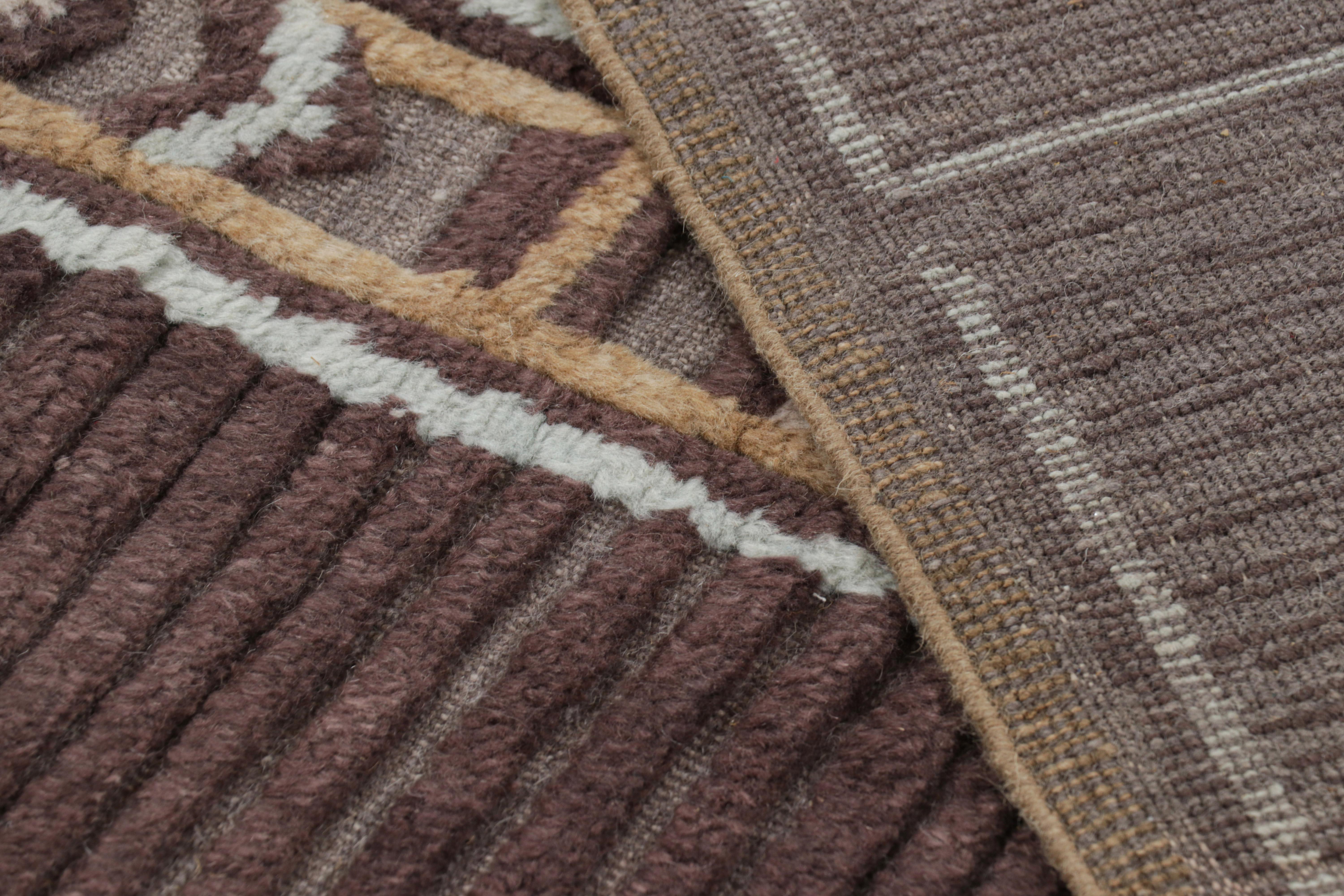 Contemporary Rug & Kilim’s Scandinavian Style Rug in Brown Geometric Patterns For Sale
