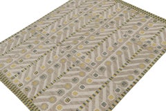Rug & Kilim’s Scandinavian Style Rug in Brown, gray-Blue & Gold Patterns