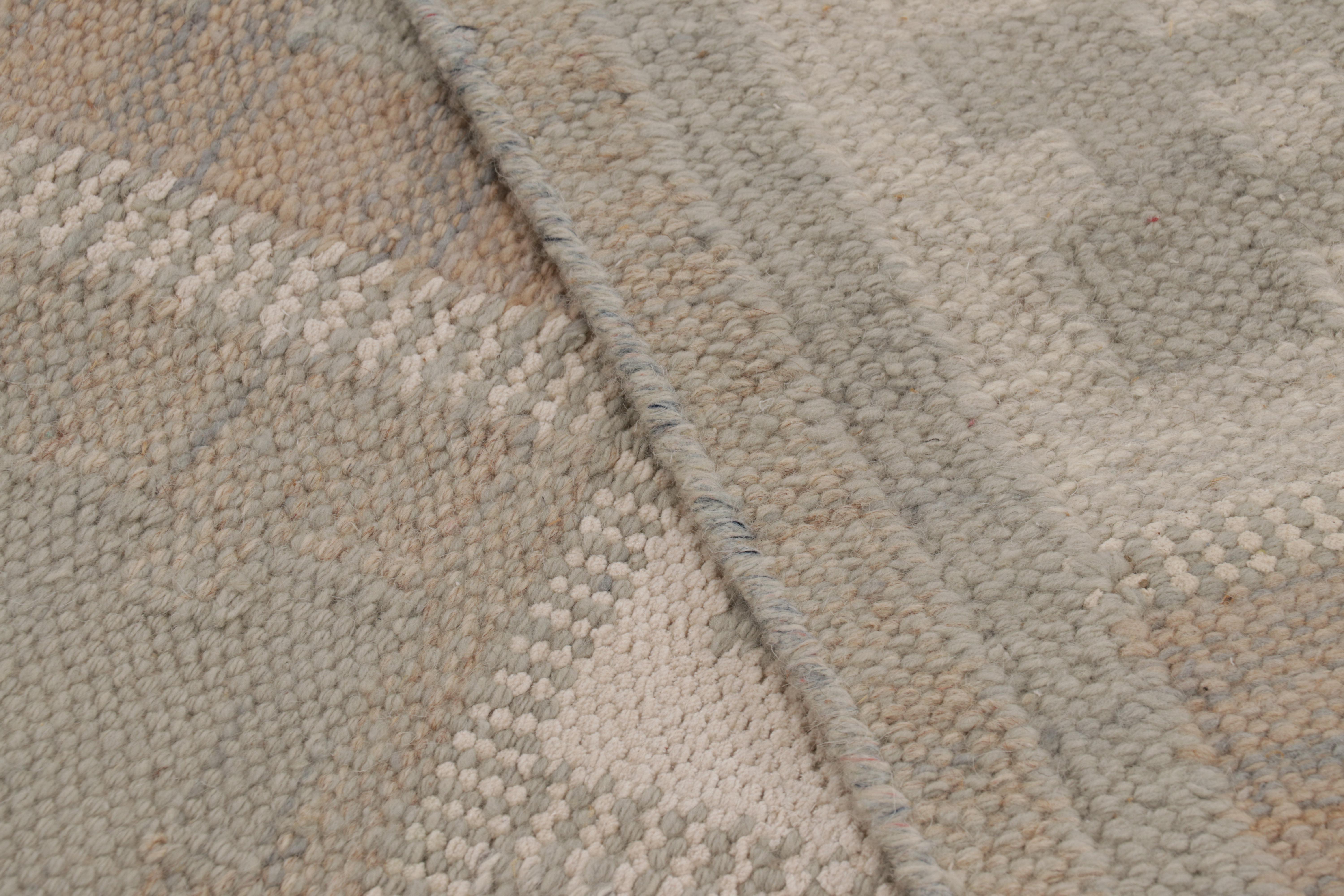 Lana Tappeto in stile scandinavo Rug & Kilim in marrone e verde con motivi geometrici in vendita