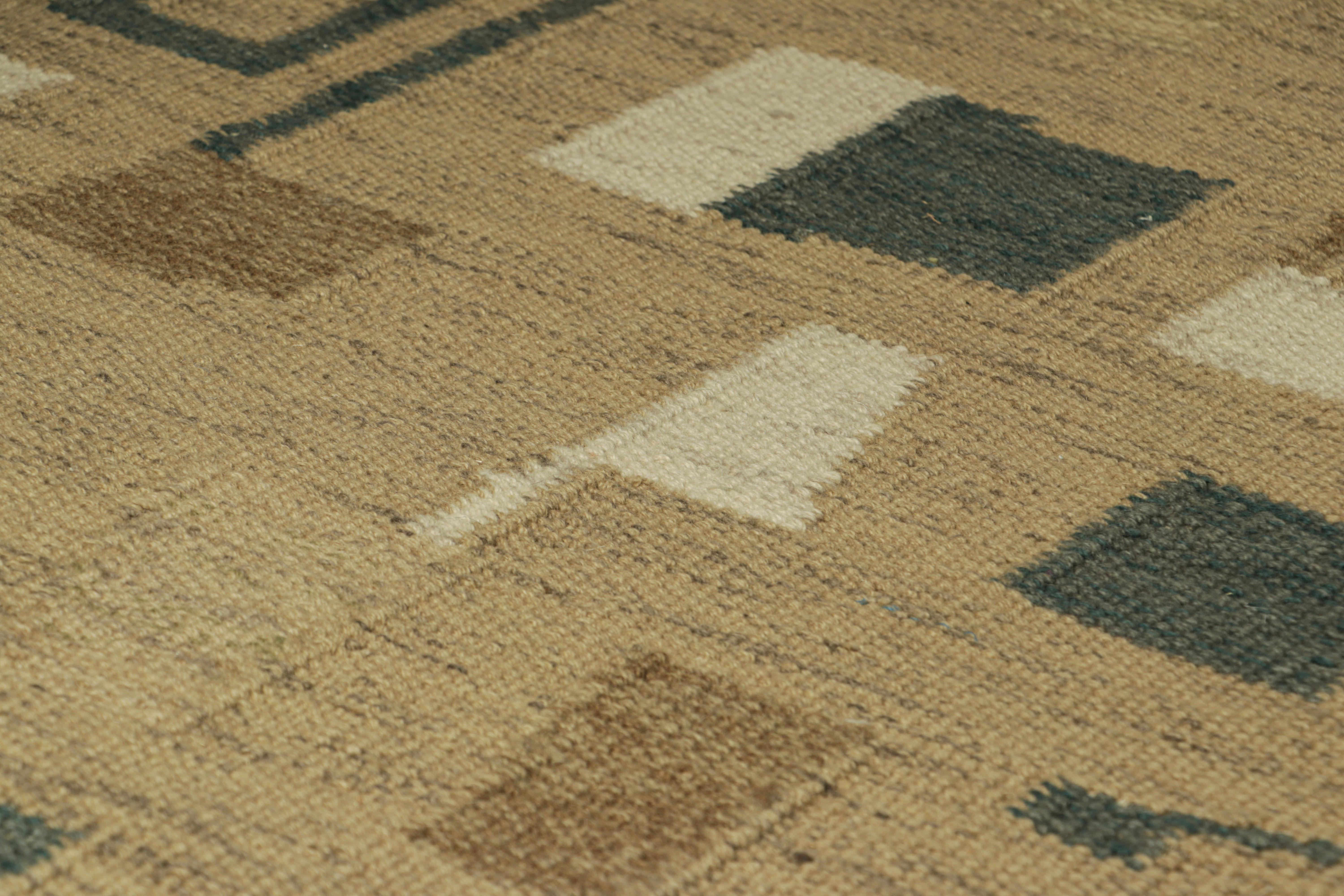 Da una nuova ed entusiasmante collezione di pezzi in formato regalo, questo tappeto d'accento 3x5 in stile svedese è un'audace novità della Scandinavian Collection di Rug & Kilim. Tessuta a mano in un intreccio piatto di lana con filati naturali non