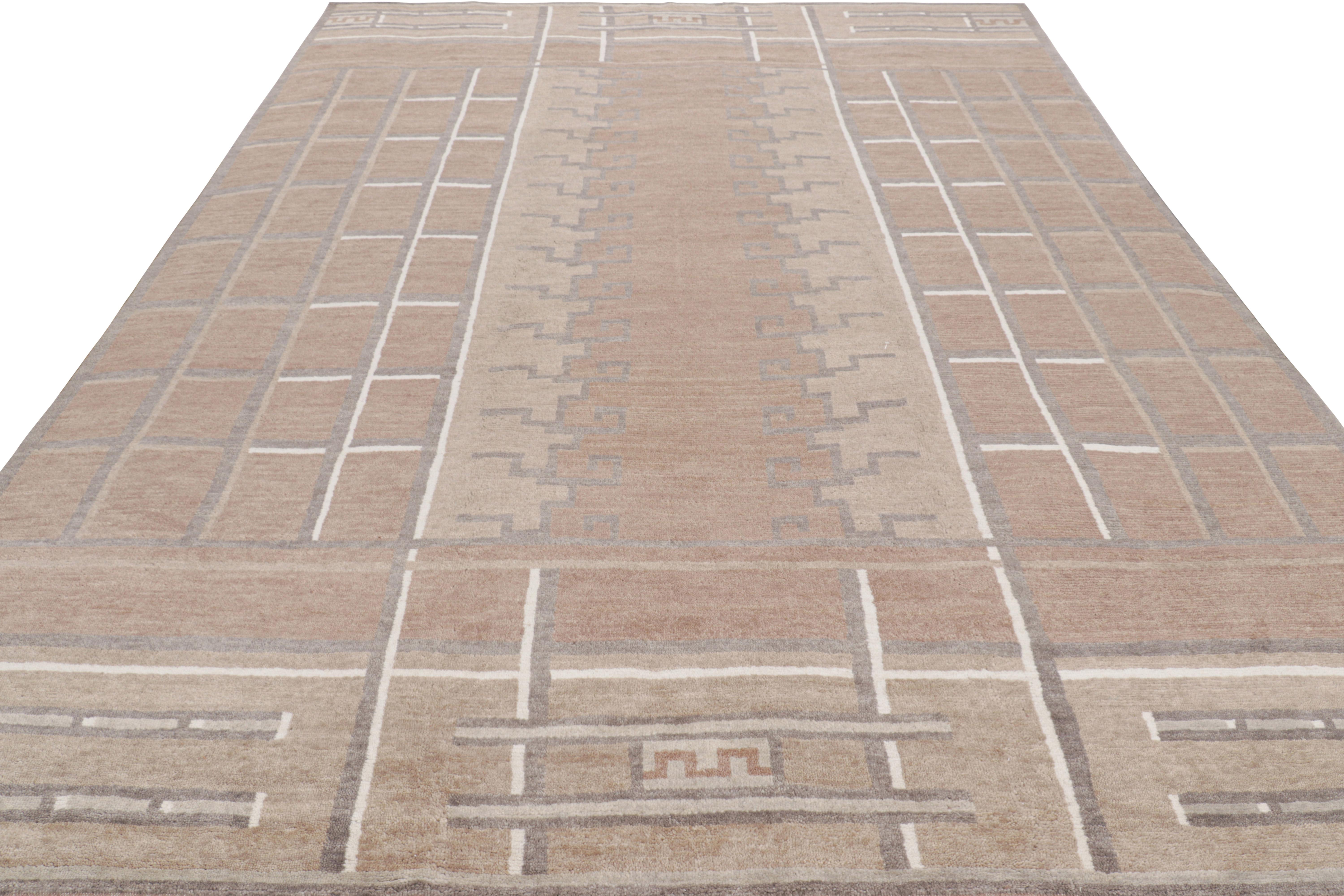 Rug & Kilim's Teppich im skandinavischen Stil in Brown mit geometrischen Mustern (Handgeknüpft) im Angebot