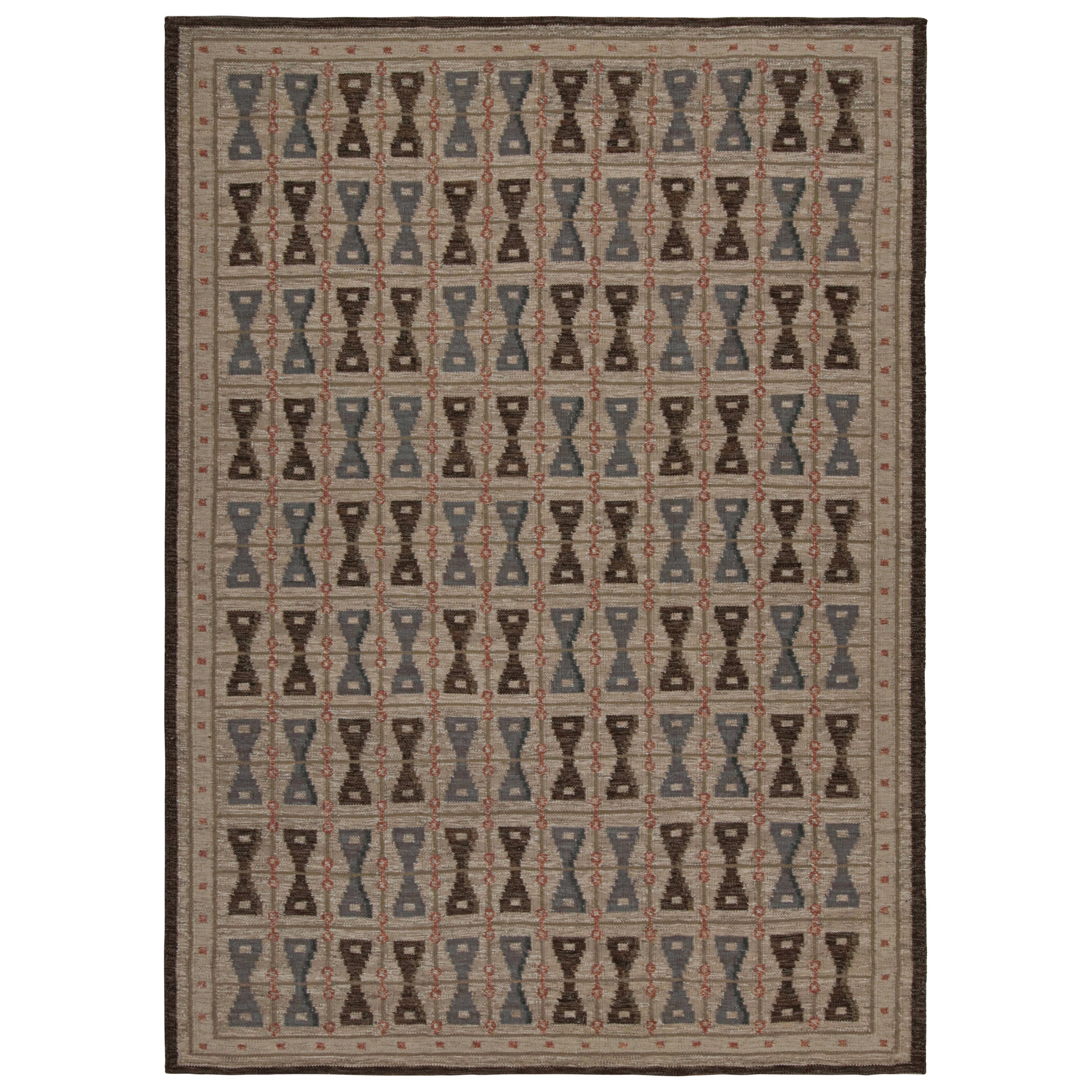 Rug & Kilim’s Scandinavian Style Rug in Brown With Geometric Patterns