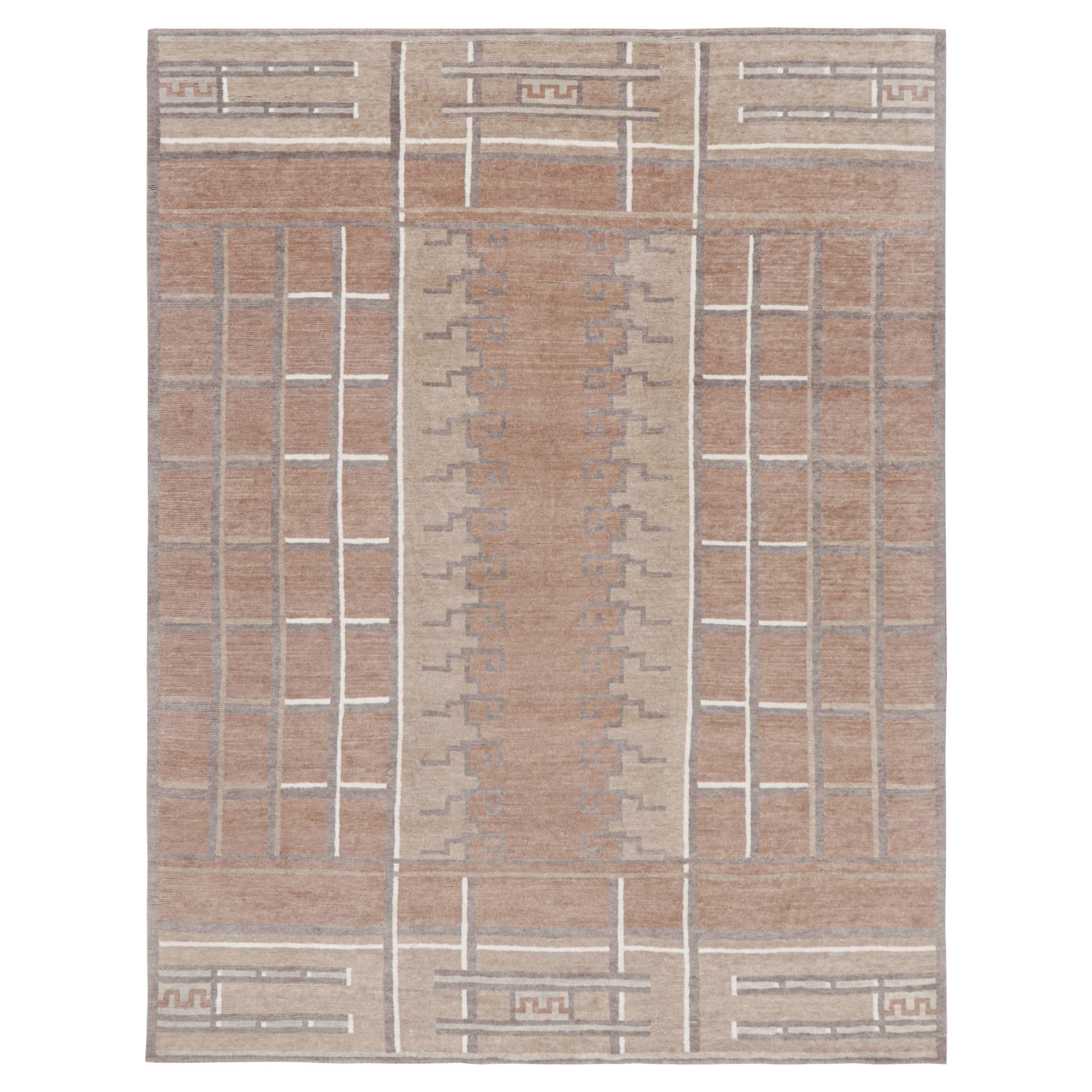 Rug & Kilim’s Scandinavian Style Rug in Brown with Geometric Patterns