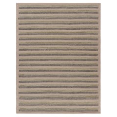 Rug & Kilim’s Scandinavian Style Rug in Brown with Green and Black Stripes