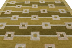 Rug & Kilim’s Scandinavian Style Rug in Chartreuse Green with Geometric Patterns