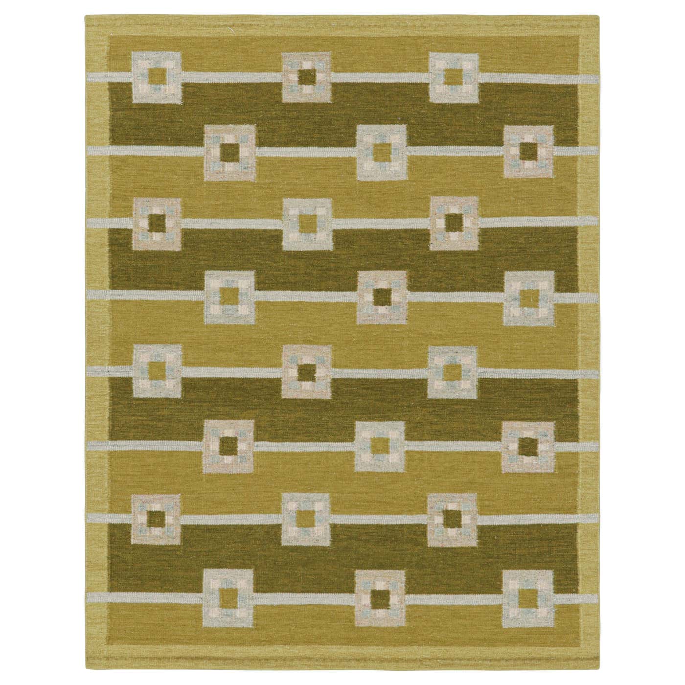 Rug and Kilim’s Scandinavian Style Rug In Chartreuse Green with ...