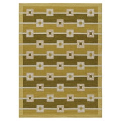 Rug & Kilim’s Scandinavian Style Rug in Chartreuse Green with Geometric Patterns