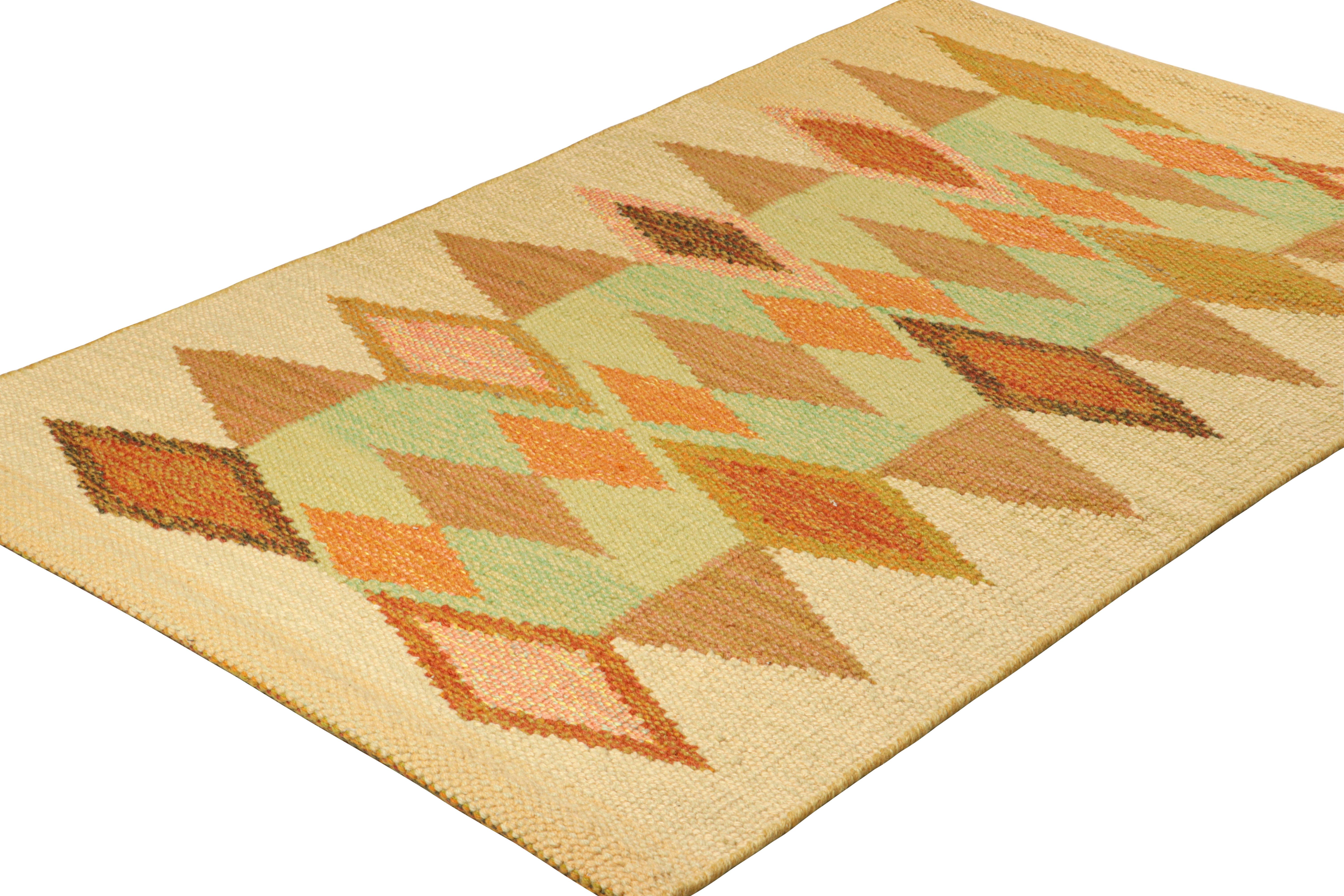 Indian Rug & Kilim’s Scandinavian Style Rug in Colorful Tones with Geometric Patterns For Sale