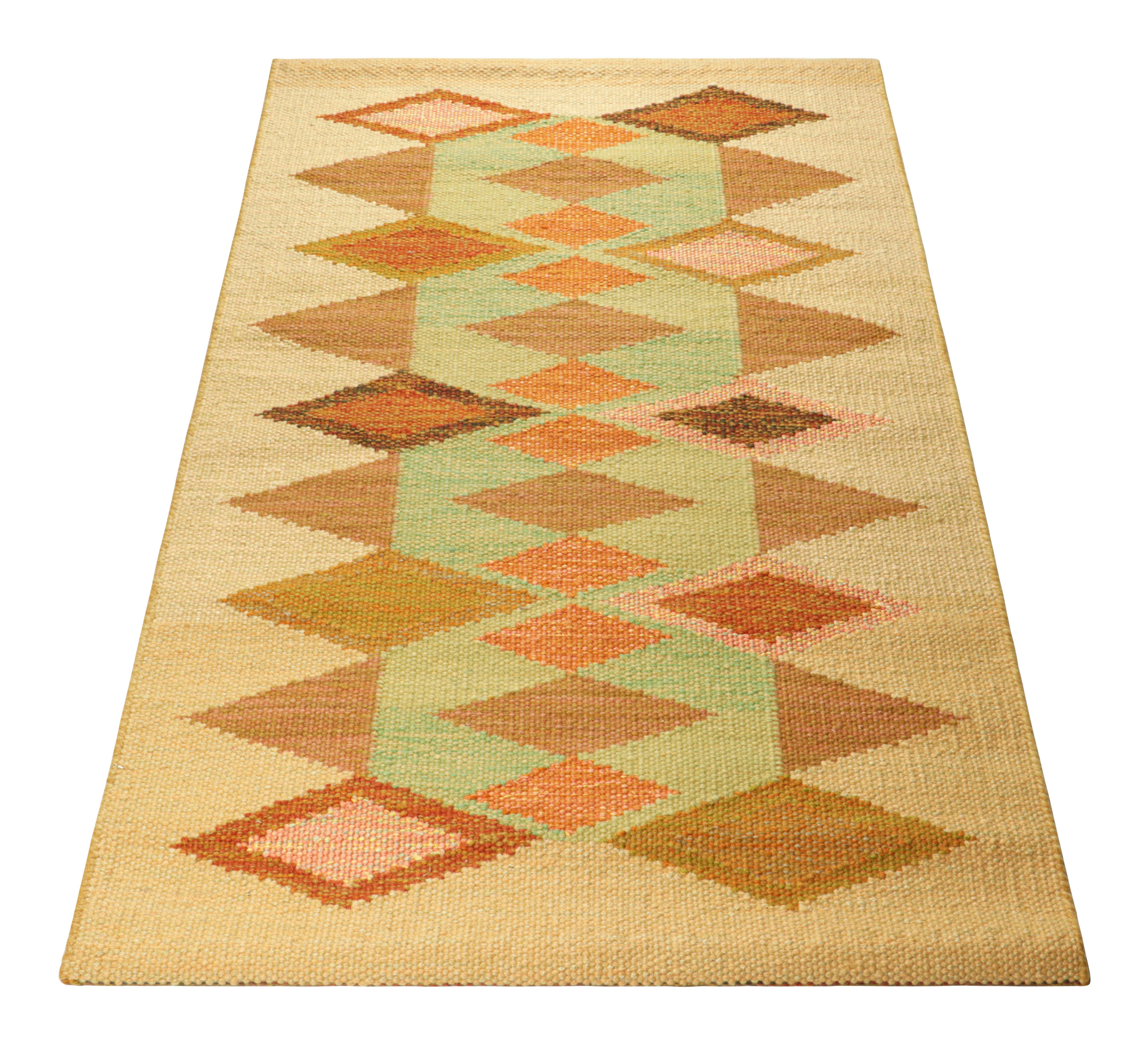 Hand-Woven Rug & Kilim’s Scandinavian Style Rug in Colorful Tones with Geometric Patterns For Sale