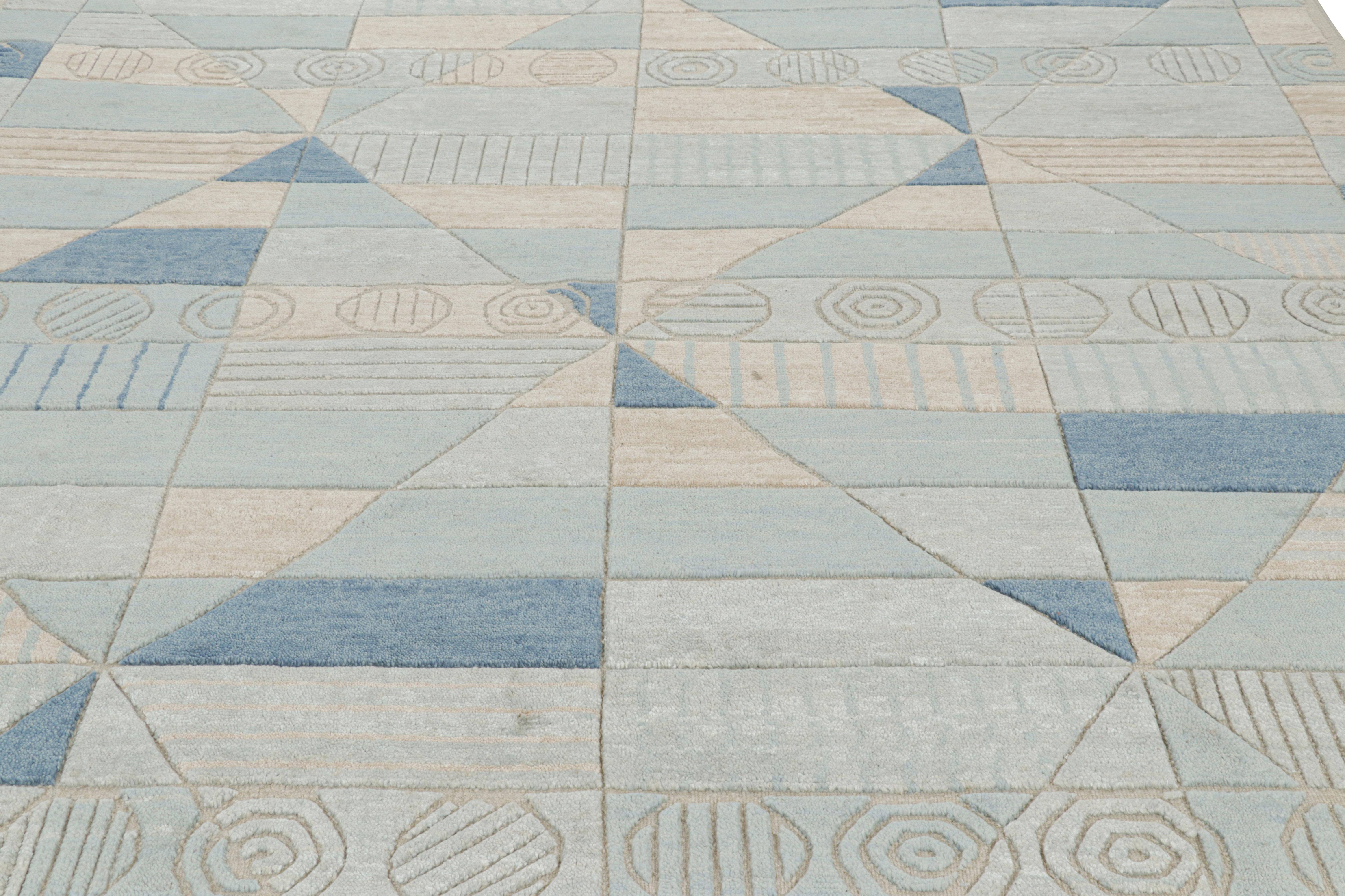 Dieser 9x12 große Teppich aus handgeknüpfter Wolle und Seide ist eine aufregende neue Ergänzung der skandinavischen Teppichkollektion von Rug & Kilim - eine zeitgenössische Neuinterpretation des schwedischen Minimalismus und der Vintage-Teppiche und