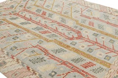 Rug & Kilim’s Scandinavian Style Rug in Cream & Ice Blue with Geometric Patterns